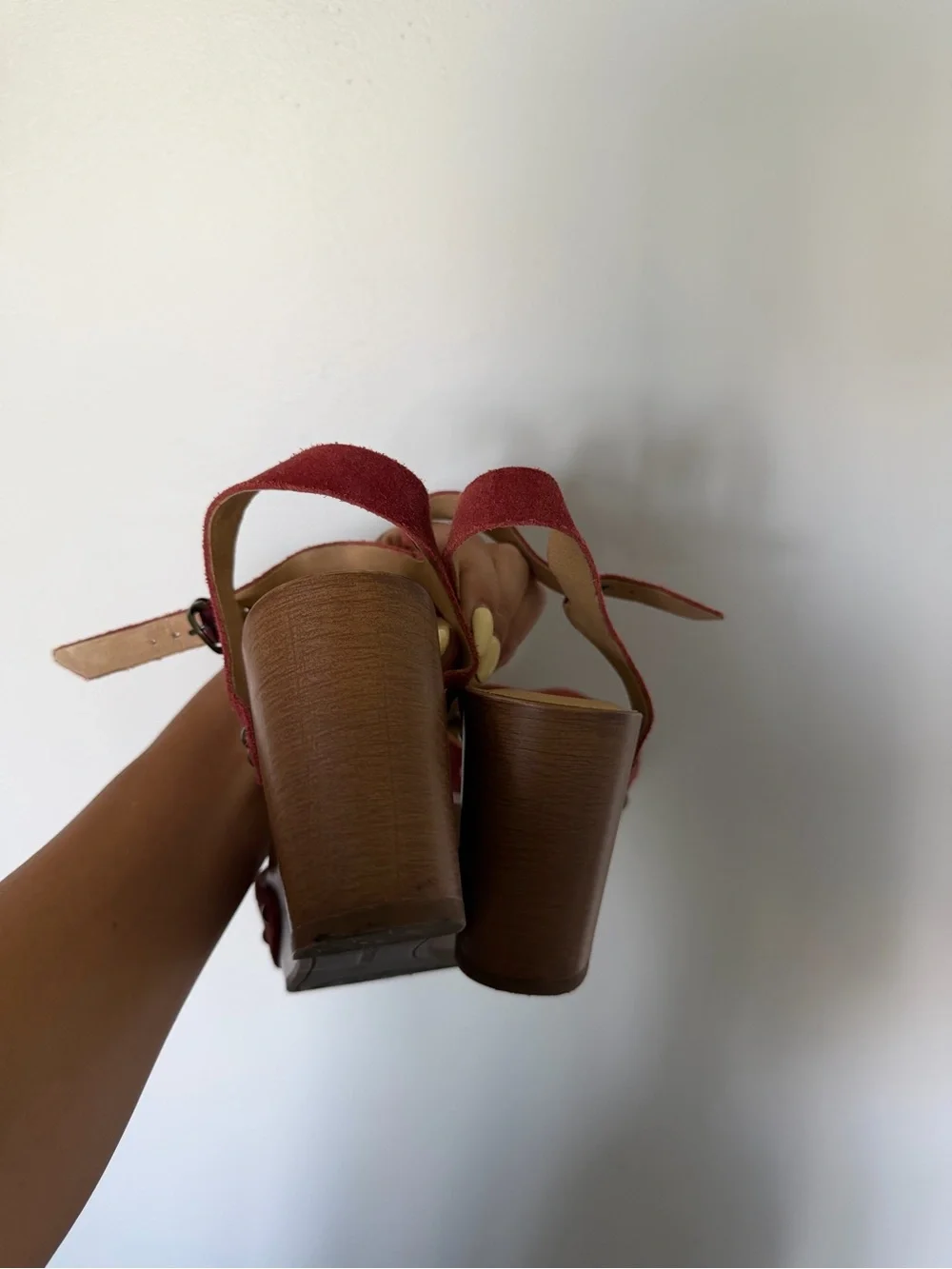 Lucky Brand Red Suede Platform Wedge Sandals Size 7M